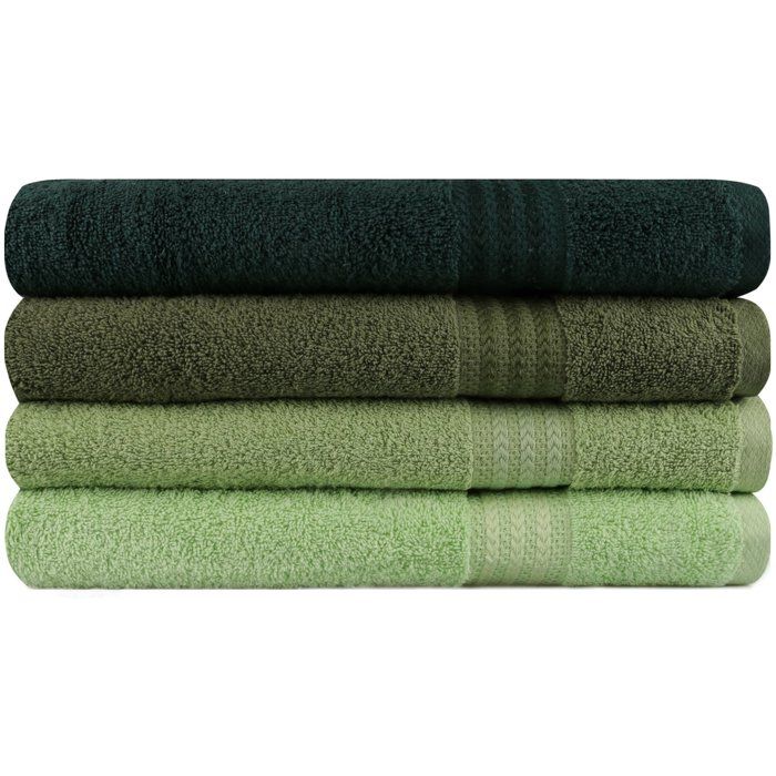 Image secondaire de Ensemble de 4 serviettes de bain en coton vert - 70 x 140 cm