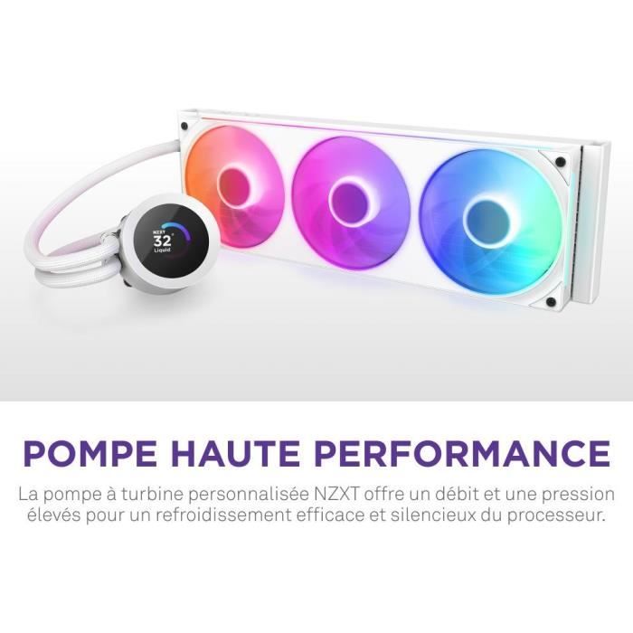 Image secondaire de Watercooling - NZXT - RL-KR360-W2 - Kraken Plus 360 RGB - Écran carré 1.54 personnalisable et ventilateurs RGB - Blanc