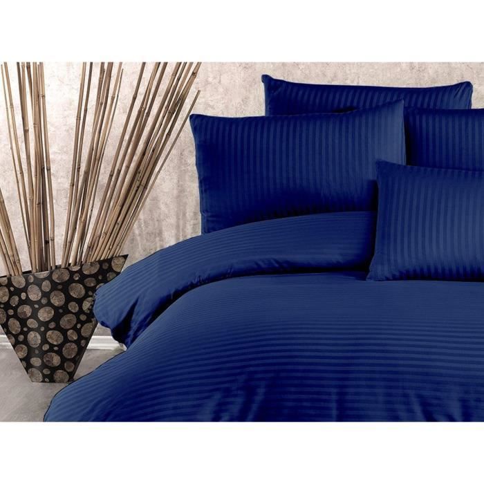 Image secondaire de Parure de lit - 1 housse de couette 220 x 240 cm + 2 taies d'oreiller 60 x 60 cm - 70% polyester, 30% coton - Bleu