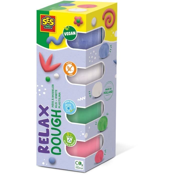 Pâte a modeler - SES CREATIVE - Feel good - Relax (4x90gr) - Végane - Lavable - Souple