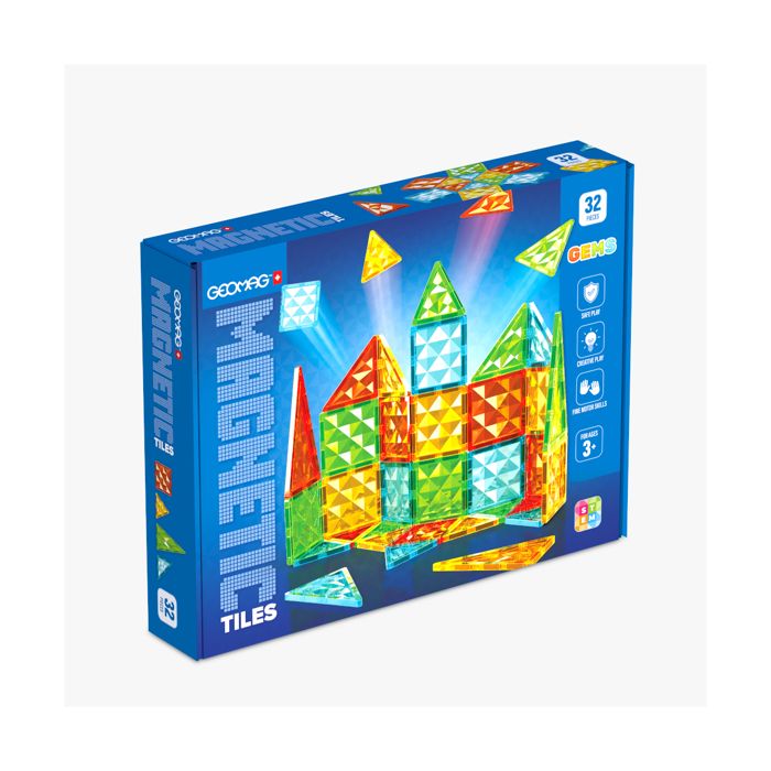 Fichas magn�ticas - GEOMAG - Fichas Gemas 4101 - 32 piezas - Formas geom�tricas - Efecto cristal