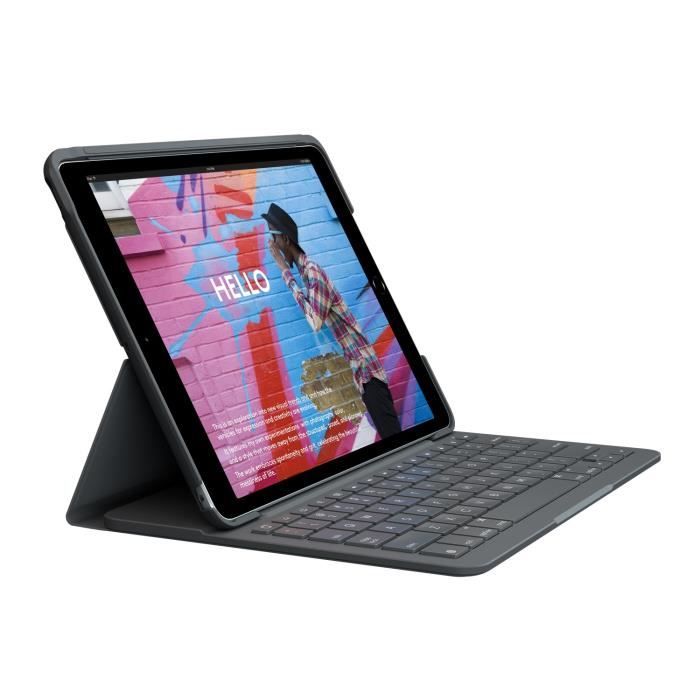 LOGITECH - Custodia con tastiera Bluetooth per iPad 10.2 (7a generazione) Slim Folio iPad 10.2 (7a, 8a e 9a generazione) - AZERTY - Grigio
