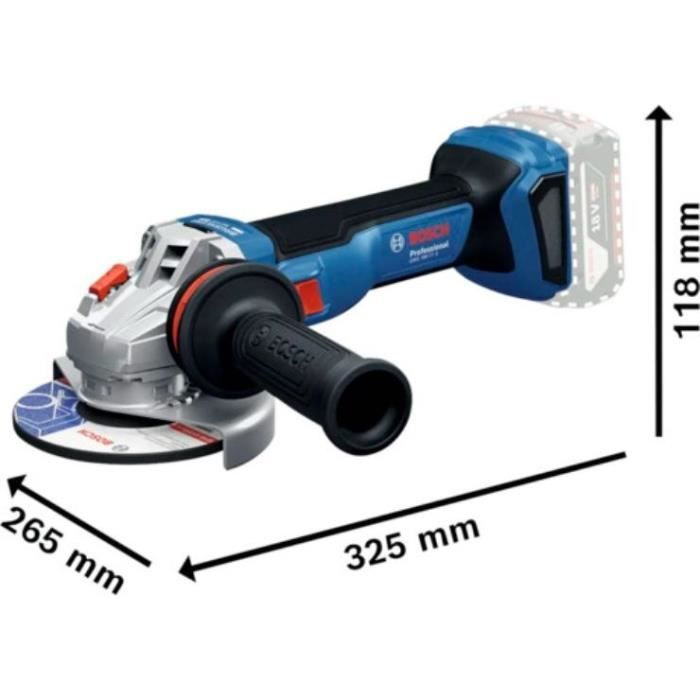Image secondaire de Meuleuse a démarrage progressif 125mm 18V GWS 18V-11 S  Solo carton - Bosch Pro