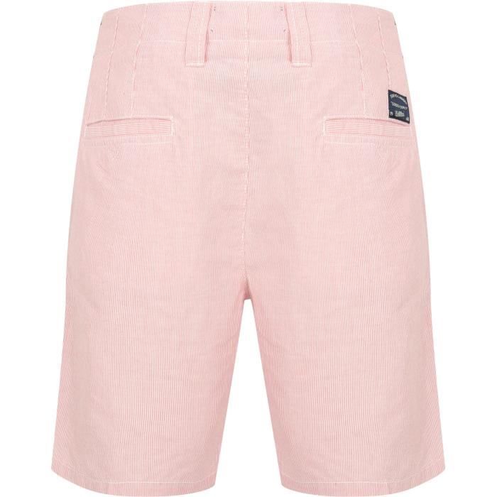 TOKYO LAUNDRY Short Chino a Rayures Rouge Homme