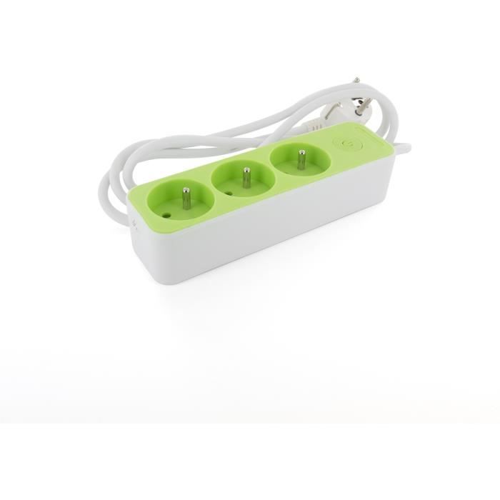 CHACON Bloc 3 x 16 A 3G1.5 mm2 1.5 m- Blanc/ Vert