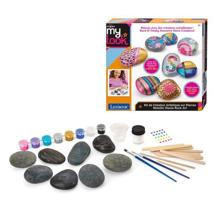 LEXIBOOK - Kit de création artistique sur pierres avec effet métallique