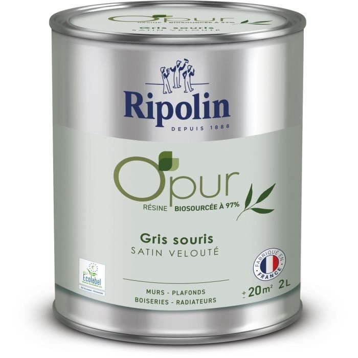 Vernice O'PUR per pareti, falegnameria e radiatori - RIPOLIN - 472827 - Grigio topo - Velluto satinato - 2 L