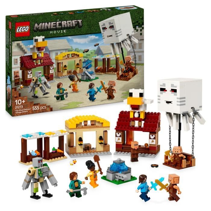 LEGO Minecraft 21273 Ghasts Attack the Village - Juego para ni�os de 10 a�os en adelante