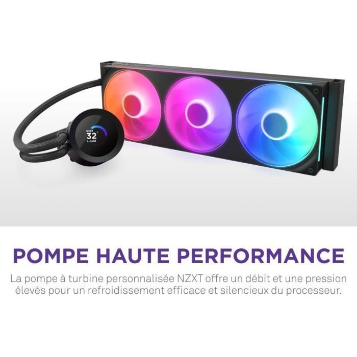 Image secondaire de Watercooling - NZXT - RL-KR360-B2 - Kraken Plus 360 RGB - Écran carré 1.54 personnalisable et ventilateurs RGB - Noir