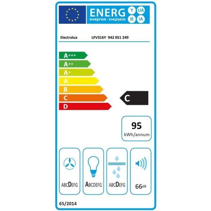 Hotte déco murale ELECTROLUX - LFV316Y - l63 X L70 X H49cm