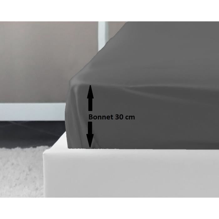 LOVELY HOME Fitted sheet 100% cotton 160x200x30 cm dark gray