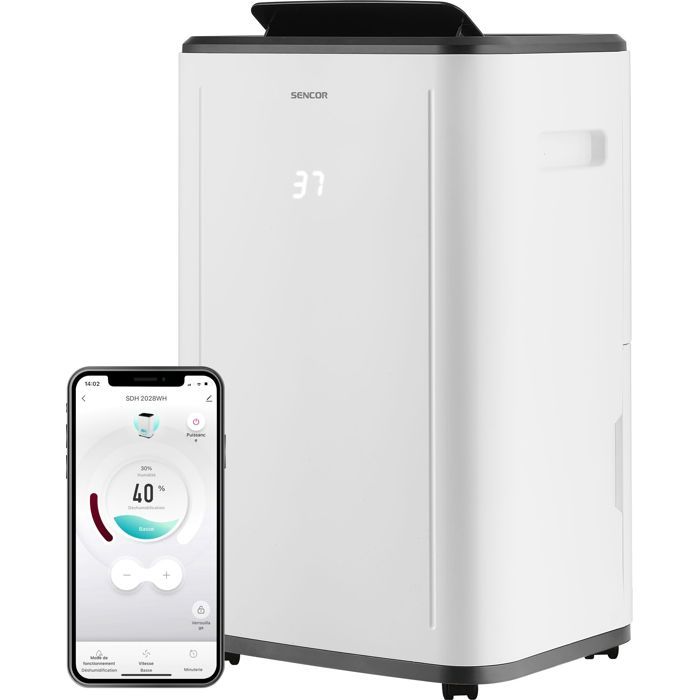 D�shumidificateur mobile intelligent - SENCOR - SDH 2028WH - 360 W - 20 L/jour - R�servoir : 6 L - 2 vitesses - Blanc