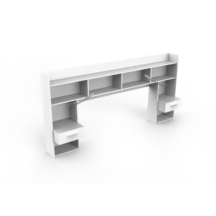 DEMEYERE Environnement de lit + liseuses - Décor blanc - L 221.8 x P 37.6 x H 108.5 cm - CHICAGO