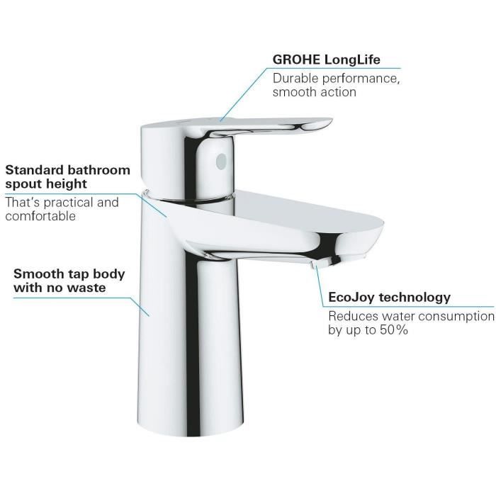Image secondaire de Mitigeur lavabo - GROHE - BauEdge - Monocommande - Taille S