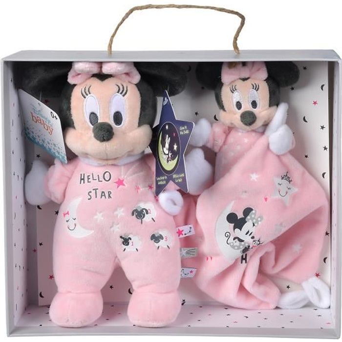 Disney - Minnie Brille dans la nuit - Peluche Et Doudou (Coffret cadeau)