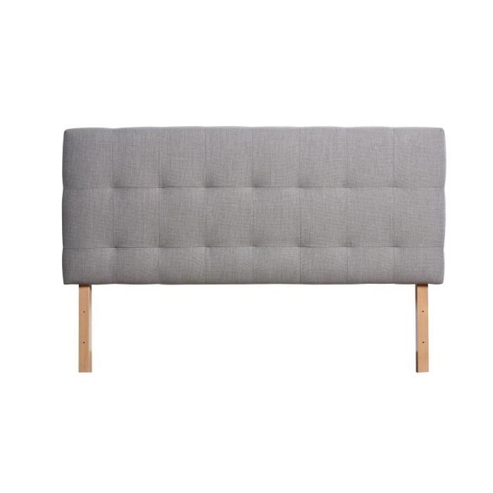 Tete de lit AGADIR - Couchage 140x190 cm - Tissu beige - L 152 x P 8 x H 65/101 cm