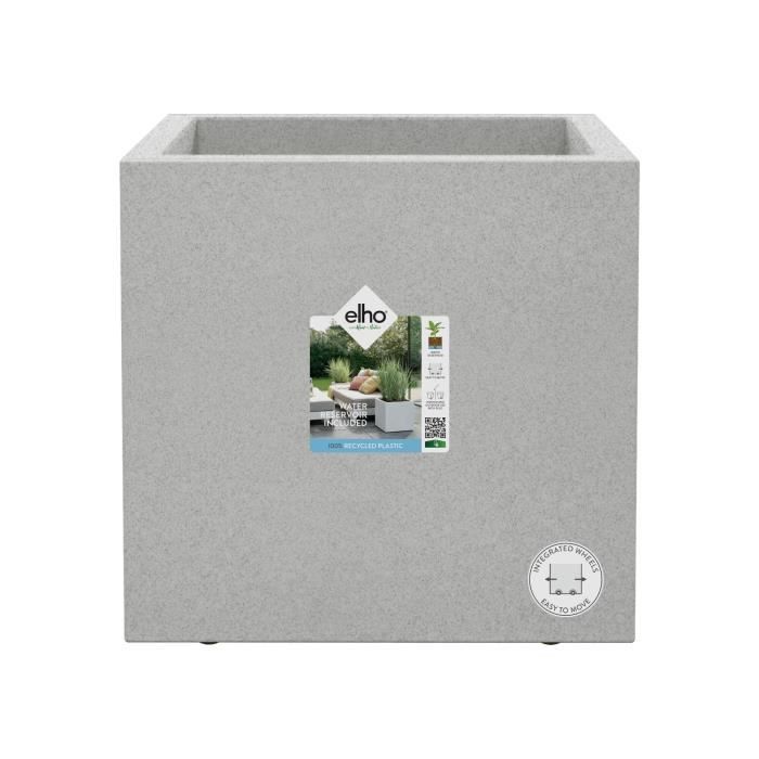 Elho Vivo Next Square 30 Fioriera - Grigio - Ø 30 x H 29 cm - da interno/esterno - 100% riciclato