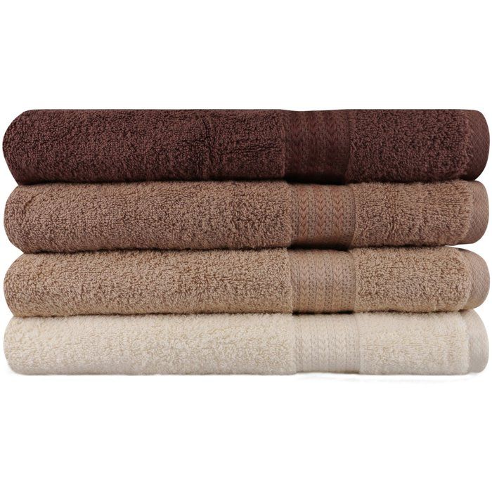 Image secondaire de Ensemble de 4 serviettes de bain en coton crème - 70 x 140 cm