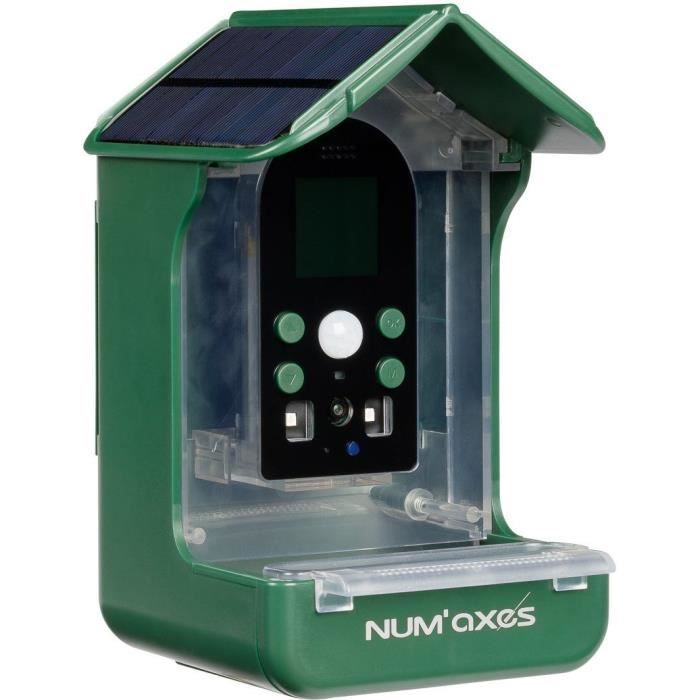 Mangiatoia / abbeveratoio per uccelli con telecamera integrata - NUM'AXES - CAM1074 - 120 ° - Verde