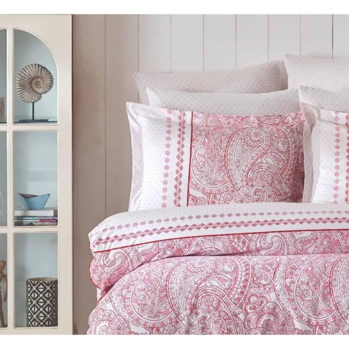 Image secondaire de Parure de lit - 1 housse de couette 220 x 240 cm + 2 taies d'oreiller 60 x 60 cm - 100% coton renforcé - Rose