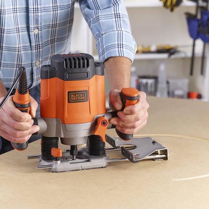 Défonceuse filaire 1200W BLACK+DECKER (Livrée avec 7 Accessoires) - KW1200E-QS