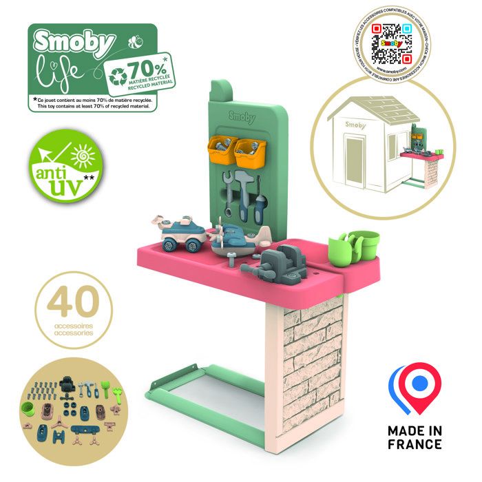Image secondaire de Atelier de Bricolage Smoby Life pour Maisons de Jeu - 39 Accessoires Inclus