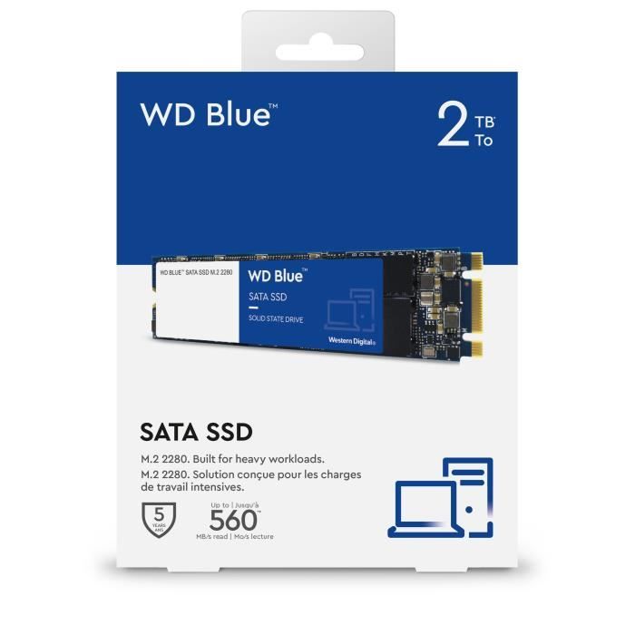 WD Disque dur Blue™ SSD - 3D Nand - Format M.2/2280 - 2To