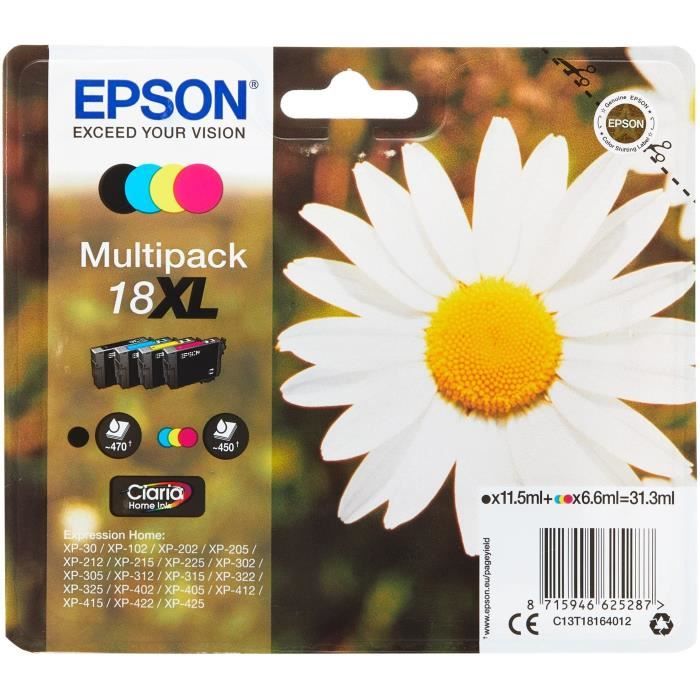 Ink Cartridge Multipack Black Cyan Magenta Yellow Compatible with EPSON T1806 4 Pack