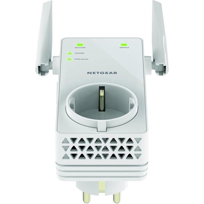 Répéteur WiFi Puissant - NETGEAR - AC1200 (EX6130) - Jusqu'a 90m² et 20 appareils - Prise Courant Intégrée - Compatible toutes Box