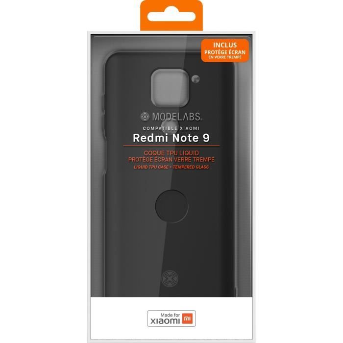 MADE FOR XIAOMI Pack Coque noire + Verre trempé pour Xiaomi Note 9