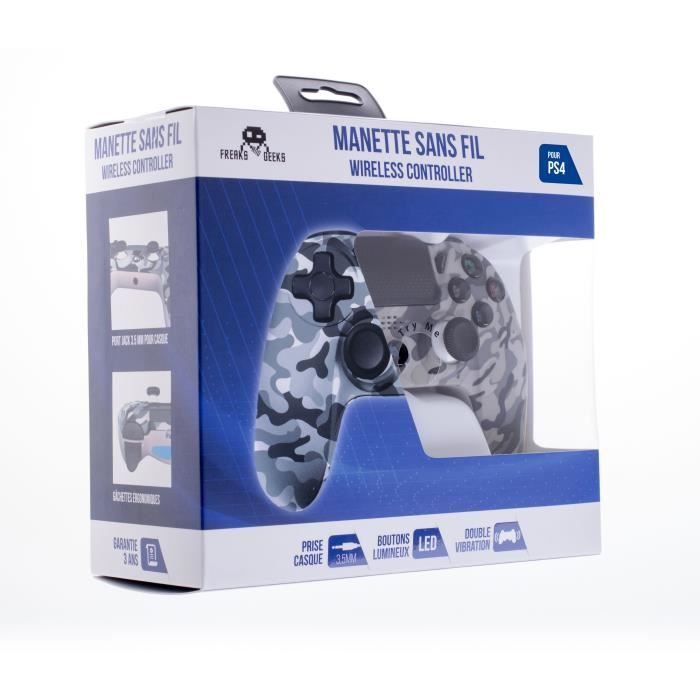 Manette Sans Fil WHITE CAMO clair avec Prise Jack pour casque et boutons lumineux pour PS4