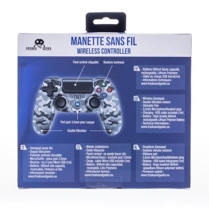 Manette Sans Fil WHITE CAMO clair avec Prise Jack pour casque et boutons lumineux pour PS4