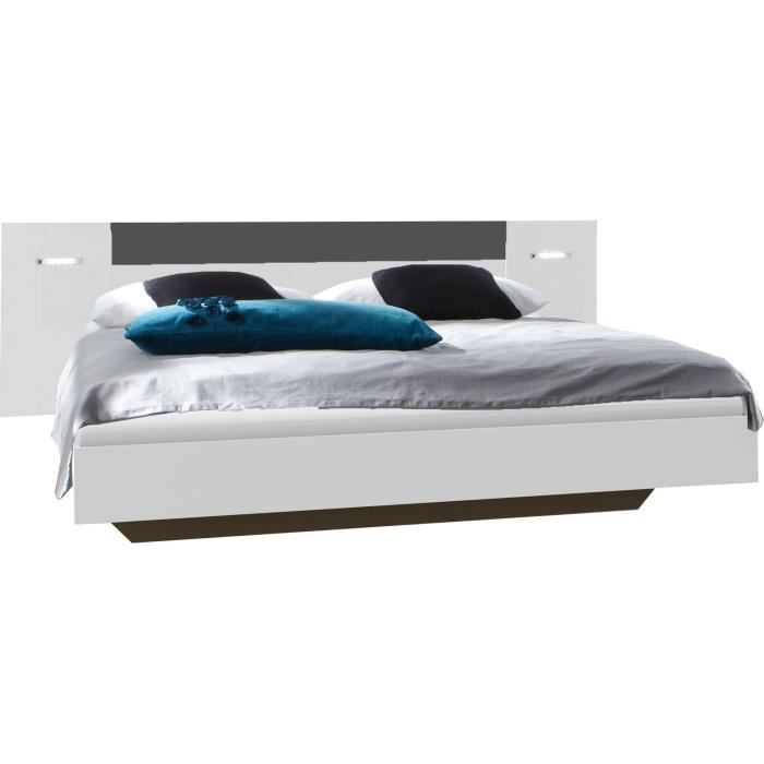 Lit Éclairé RHODES WIMEX 140x200 cm Blanc et Graphite