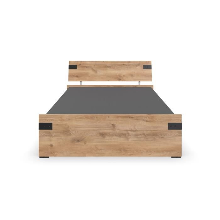 Image secondaire de Lit adulte TRIKALA 140 x 200 cm en Chêne et Graphite