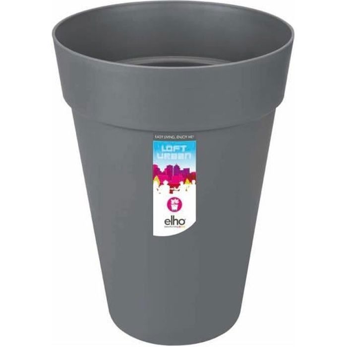 ELHO Maceta redonda alta Loft Urban - � 35 cm - Gris antracita