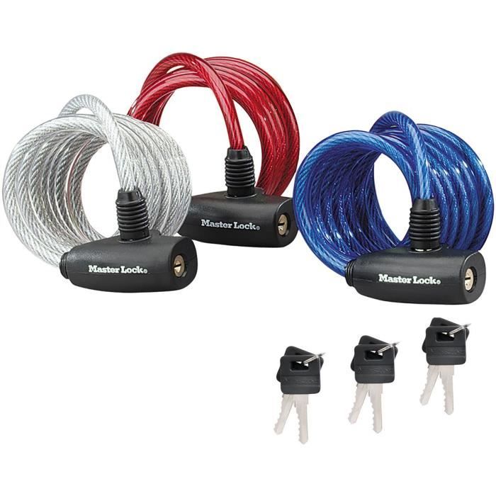 Master Lock 8127EURTRI Lucchetto con cavo intrecciato in acciaio - blu