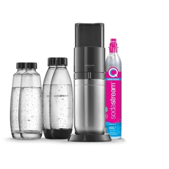 SODASTREAM DUONCB - Machine DUO Noire Pack 4 bouteilles (2 carafes DUO + 2 Fuse LV) + 1 cylindre d'?change CQC