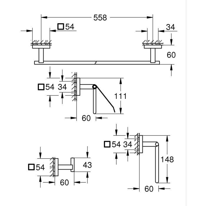 Image secondaire de Set d'accessoires 4 en 1 - GROHE - 41115000 - Chromé - Métal - Douche