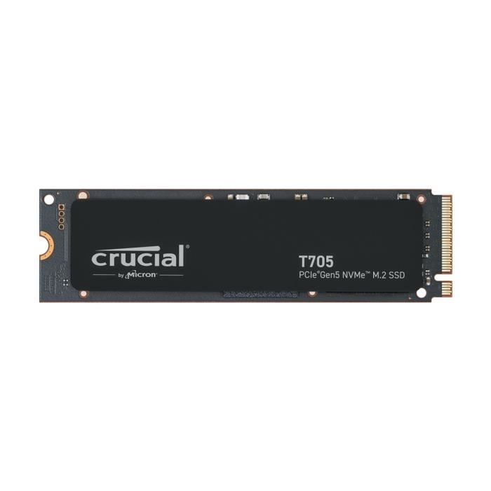 Internal Gaming SSD - CRUCIAL - T705 SSD 4TB PCIe Gen5 NVMe M.2 (2024) - Backwards compatibility PCIe 3.0 and 4.0 - CT4000T705SSD3