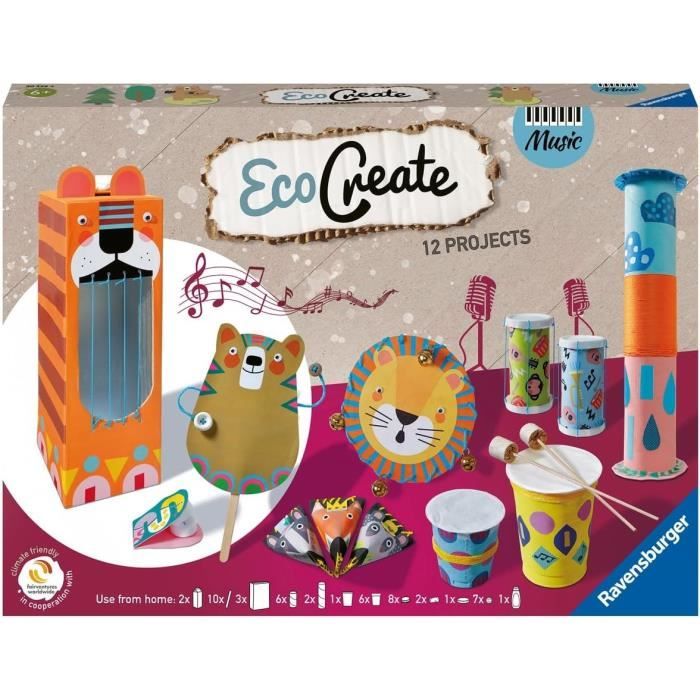 Ravensburger–EcoCreate–Eco-responsabile–Riciclaggio–Giocattoli–Fabbricare oggetti–Creare strumenti– Età 6–20229