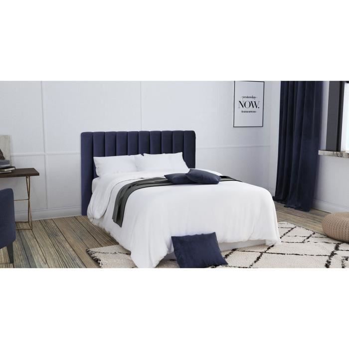 Tete de lit BEDY - Velours Bleu nuit - 110x160 cm