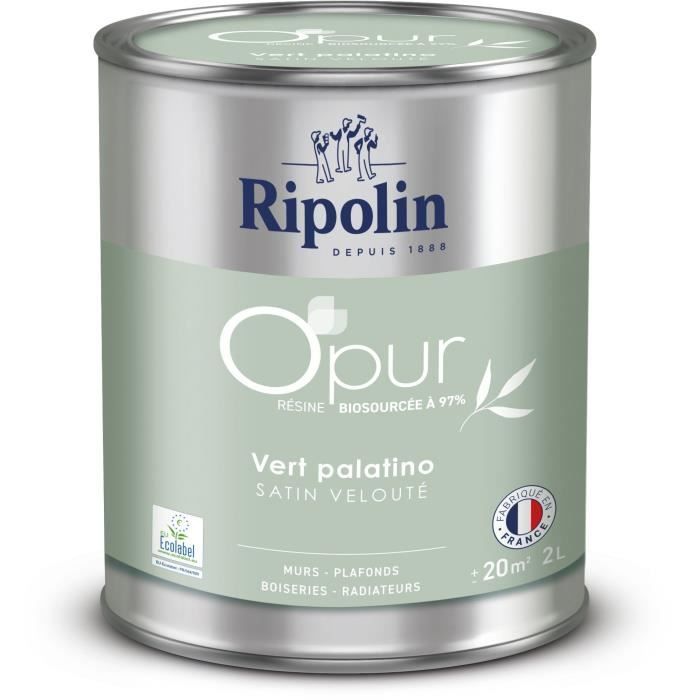 O'pur walls woodwork radiators palatino green velvety satin - RIPOLIN - 2 L