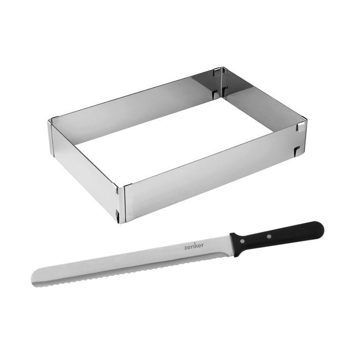 Cadre à gâteaux rectangulaire réglable et couteau à pâtisserie - ZENKER - Smart Pastry - 30 cm