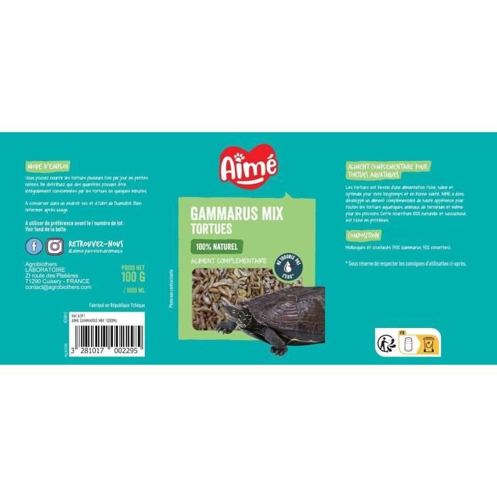 Image secondaire de Aliment tortue - AIME - Gammarus Mix - 1000 ml - Crevettes naturelles, équilibre nutritionnel
