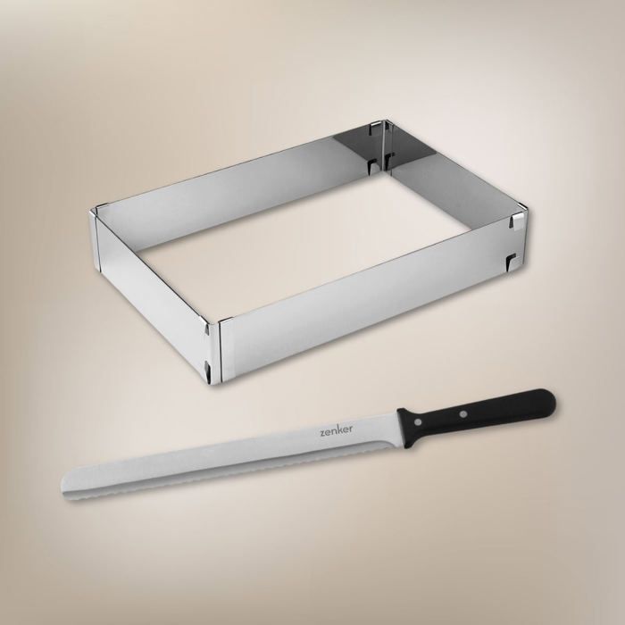 Image secondaire de Cadre à gâteaux rectangulaire réglable et couteau à pâtisserie - ZENKER - Smart Pastry - 30 cm