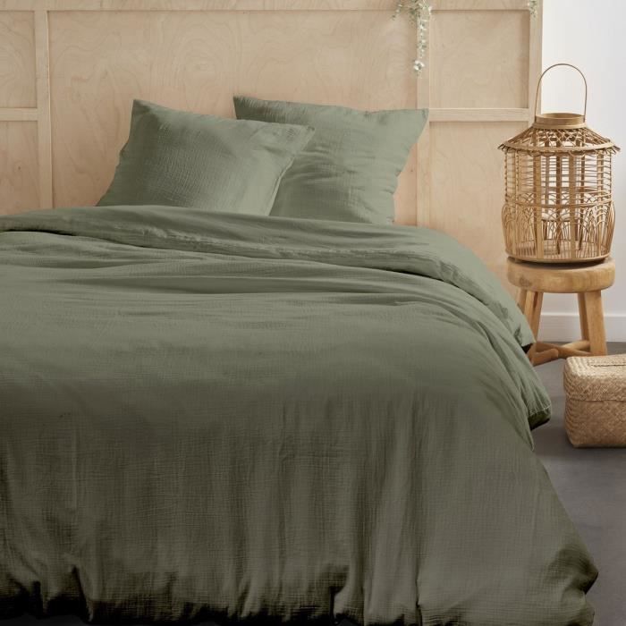Bedding set - TODAY - 123329 - 2 people - 260x240cm - Plain cotton gauze - Sage