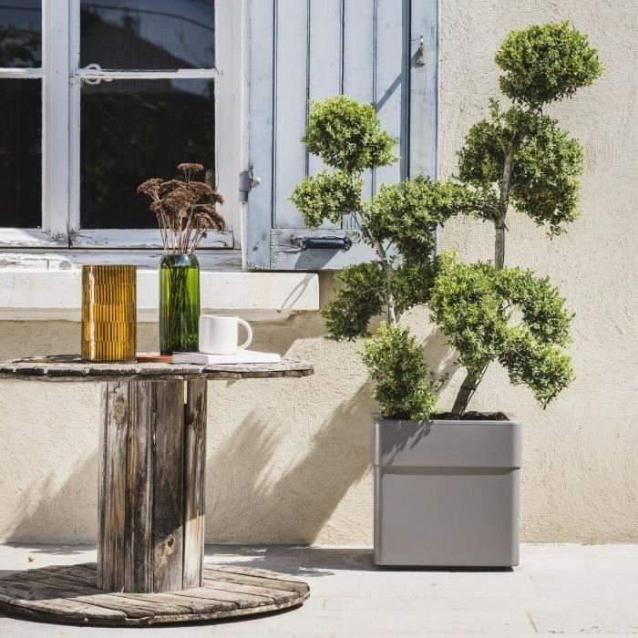 Image secondaire de Bac à Fleurs Carré 40 cm avec Roulettes - EDA Carel - Taupe