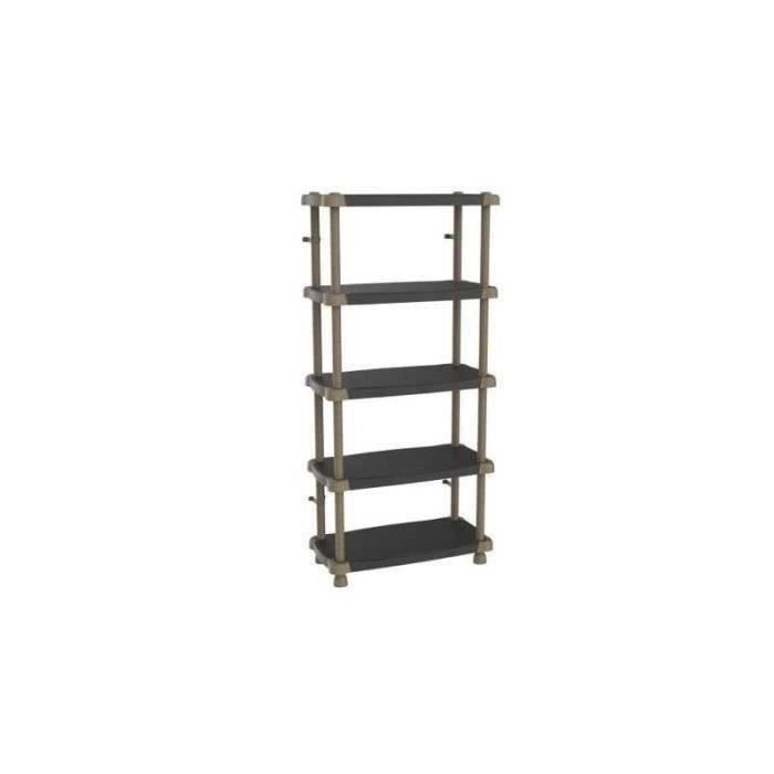 Storage shelf with 5 shelves 88 cm height black and taupe color