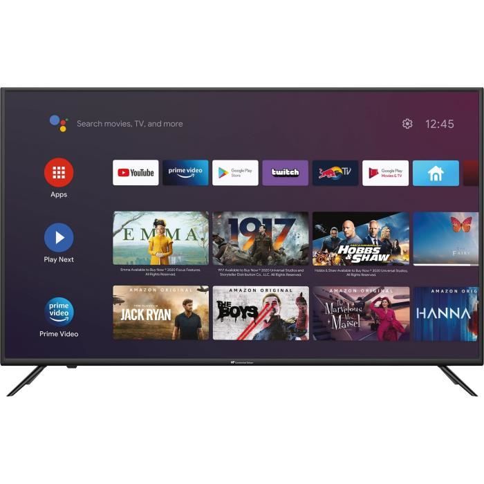 CONTINENTAL EDISON - Android TV QLED 43'' (108cm) 4K Ultra HD - 4xHDMI, 3xUSB - Wifi, Bluetooth, Netflix - Schwarz