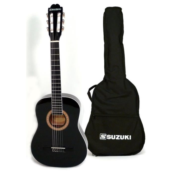 SUZUKI Guitare classique 1/2 pour enfant finition noire avec housse de protection